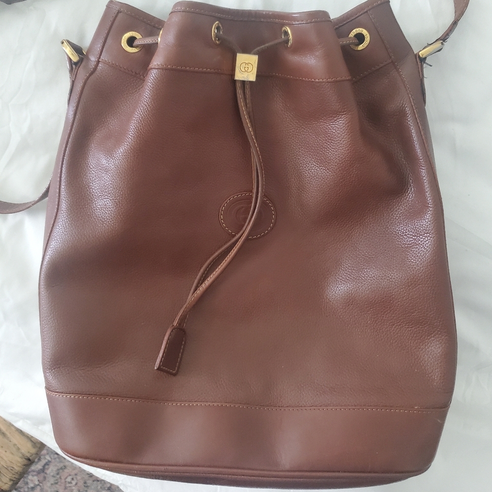 Gucci Brown Leather Bucket Bag